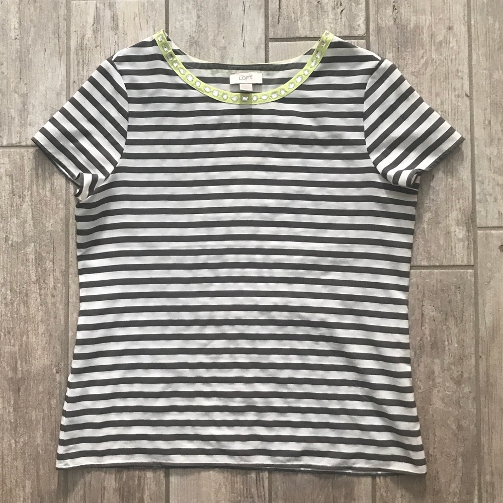 Loft Blouse Medium - Gray and white stripes
